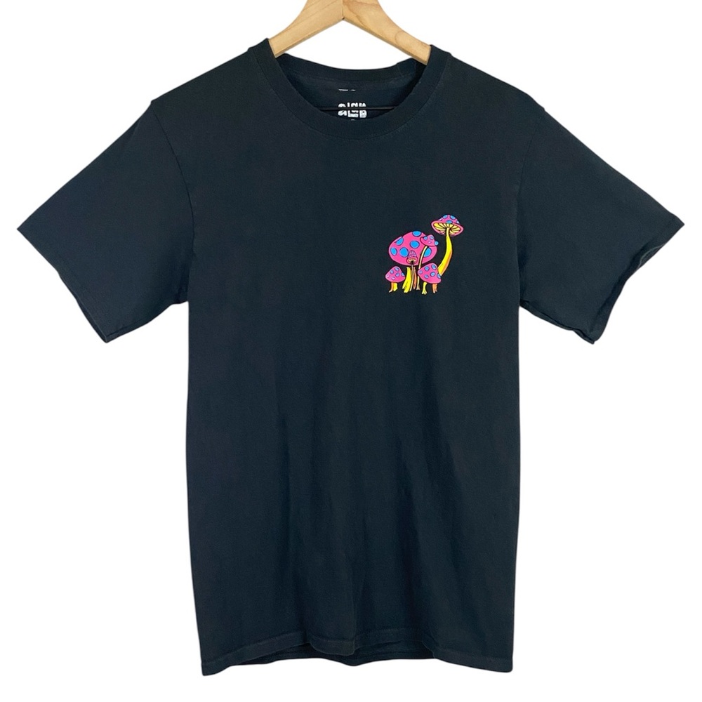 Men’s A.LAB Short Sleeve Magic Mushrooms T-Shirt in Black Size Small